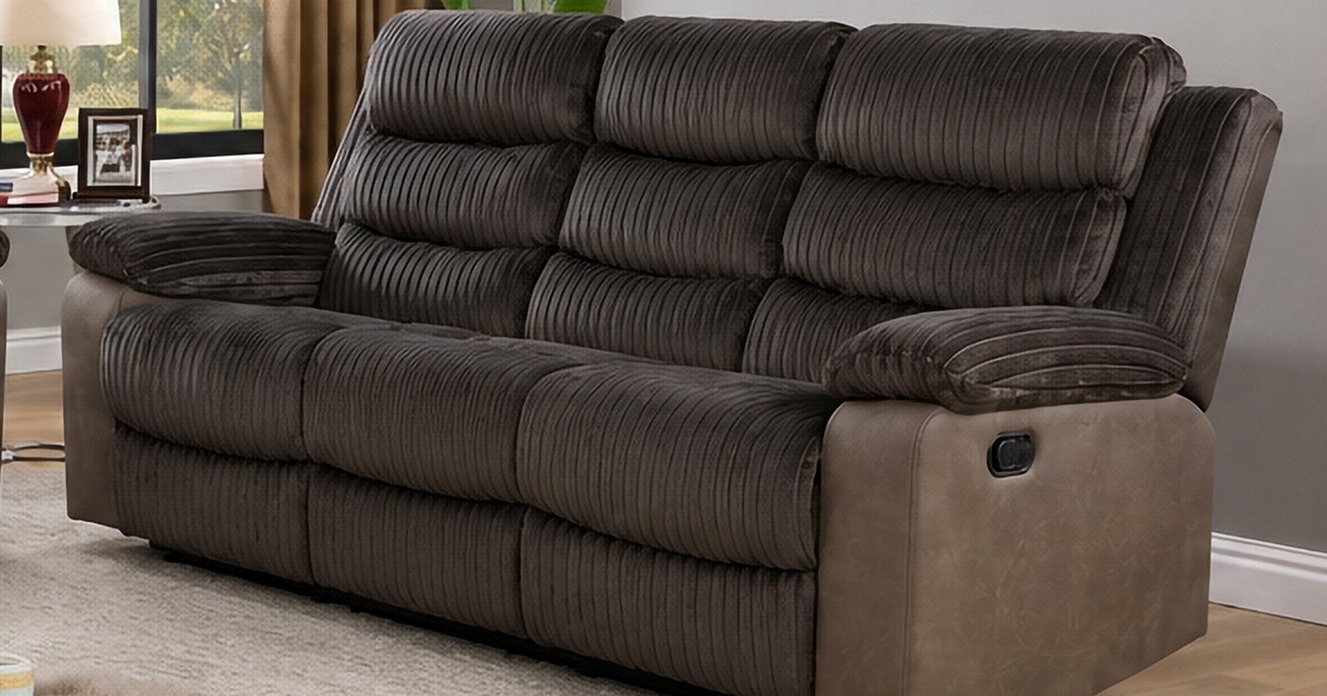 Bex furniture willow brown reclining sofa